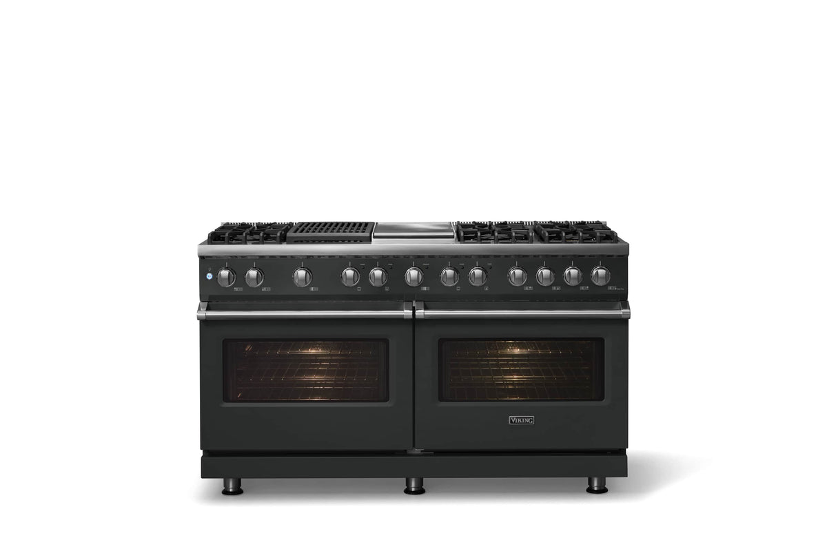 Viking - 60"W. 8 Burner Pro 5 Series 9.4 Cu. Ft. Freestanding Sealed 8 Burner Dual Fuel Convection Range/Griddle/Grill - Antique Bronze