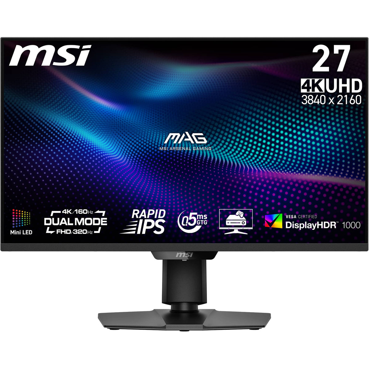 MSI - MAG 274UPDF E16M 27" UHD Mini-LED 160Hz 0.5ms Gaming Monitor with G-SYNC FreeSync Premium Pro HDR 1000 (HDMI, DP, USB-C) - Metallic Black