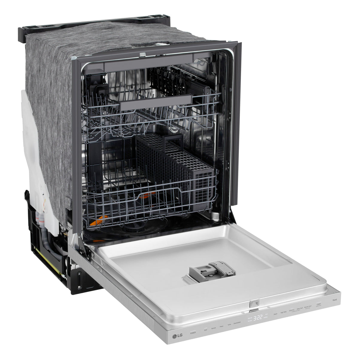 LG - FlushFit 24" Top Control Smart Built-In Stainless Steel Tub Dishwasher with 3rd Rack, AutoVent Dry and 46dBA - Stainless Steel