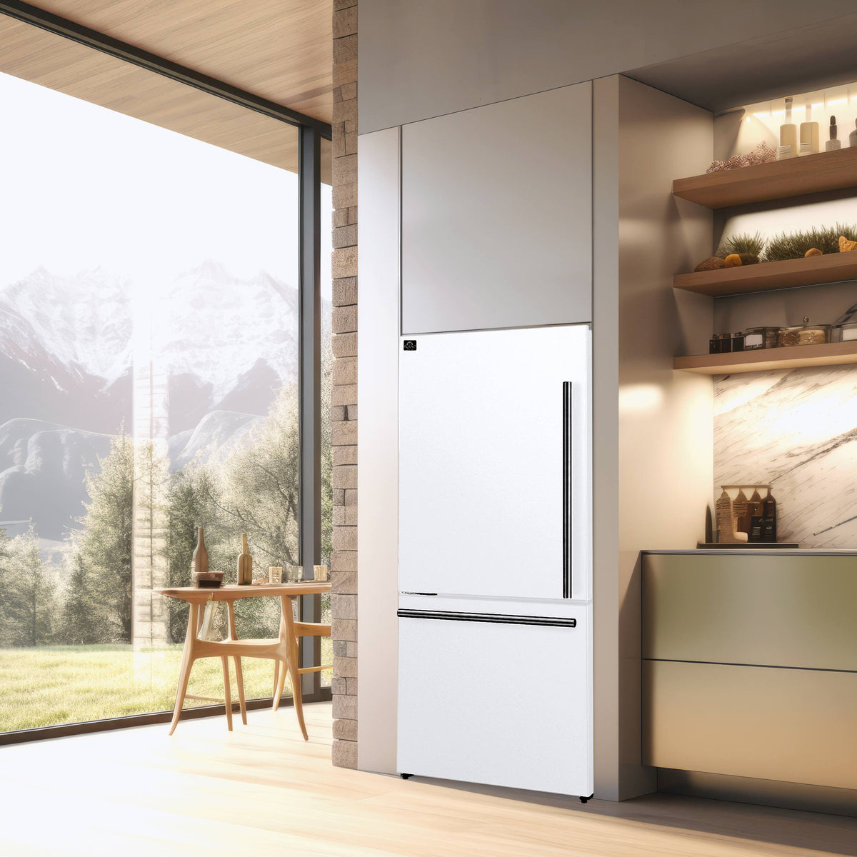 Forno Appliances - Milano Espresso 17.2 Cu. Ft. Bottom Freezer Refrigerator with Built-In Ice Maker - White