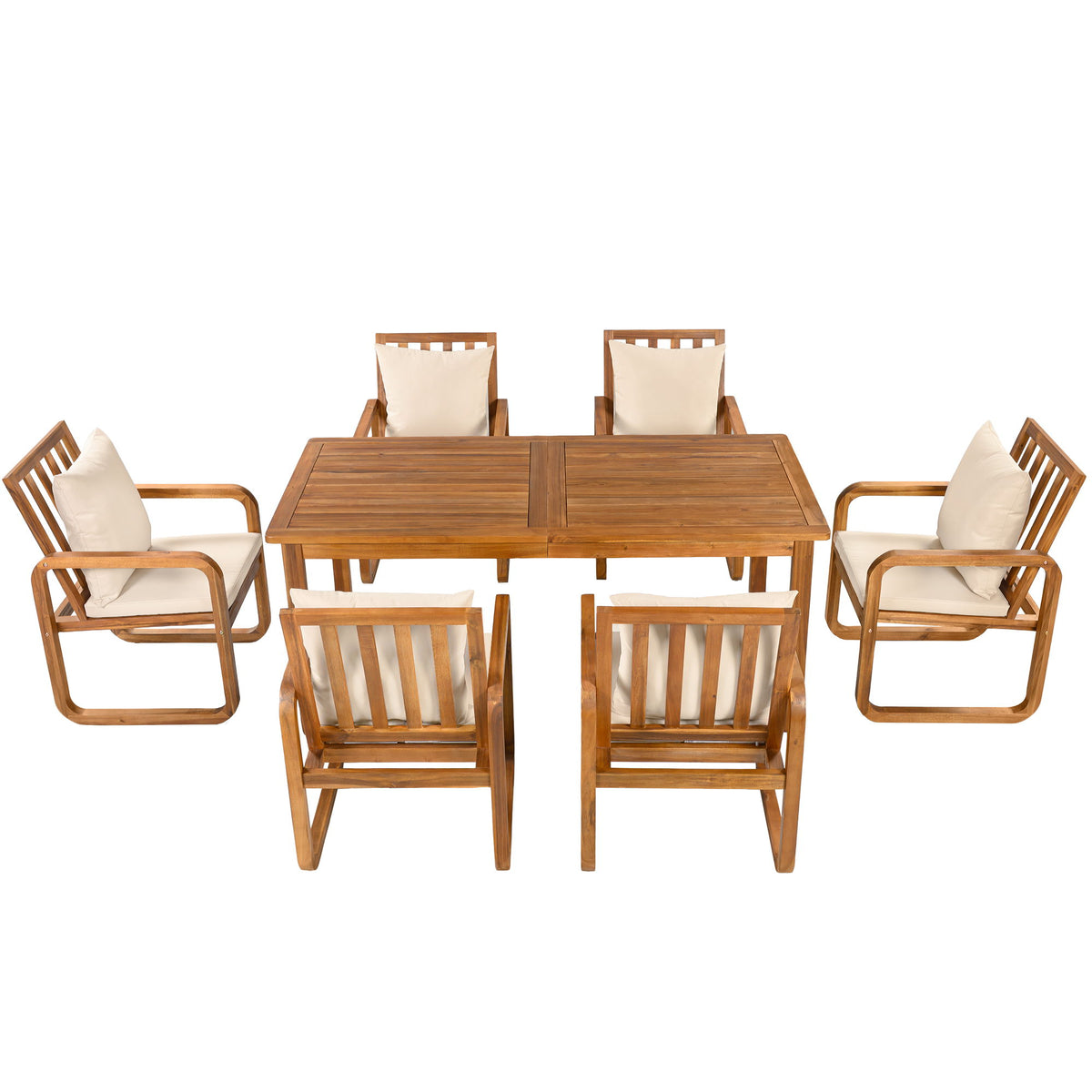 Juego de comedor para patio exterior de 7 piezas con cojines extraíbles