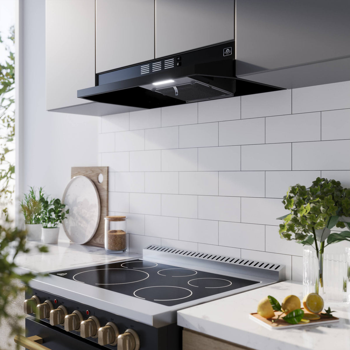 Forno Appliances - 30 inches - Convertible - Under cabinet Range Hood - Black