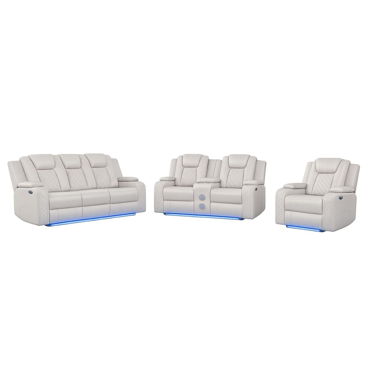 Benz - Sofá reclinable eléctrico con cabeceros ajustables y luces LED ambientales