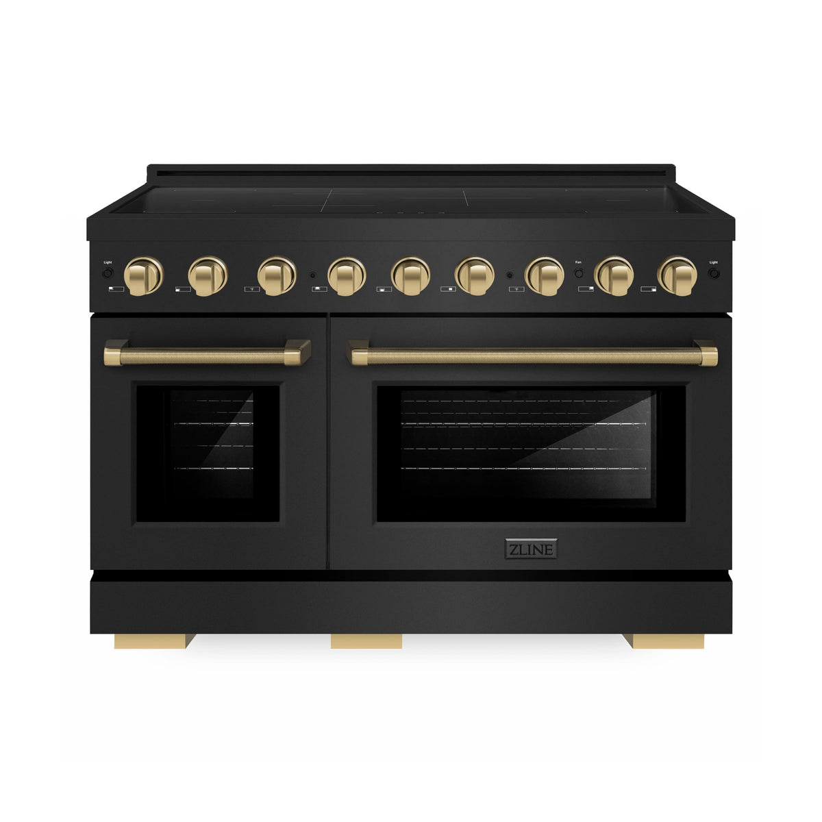 ZLINE - Autograph 48 in. 6.7 cu. ft. Paramount Freestanding Induction Range with Bronze Helix Handles - Black Stainless Steel