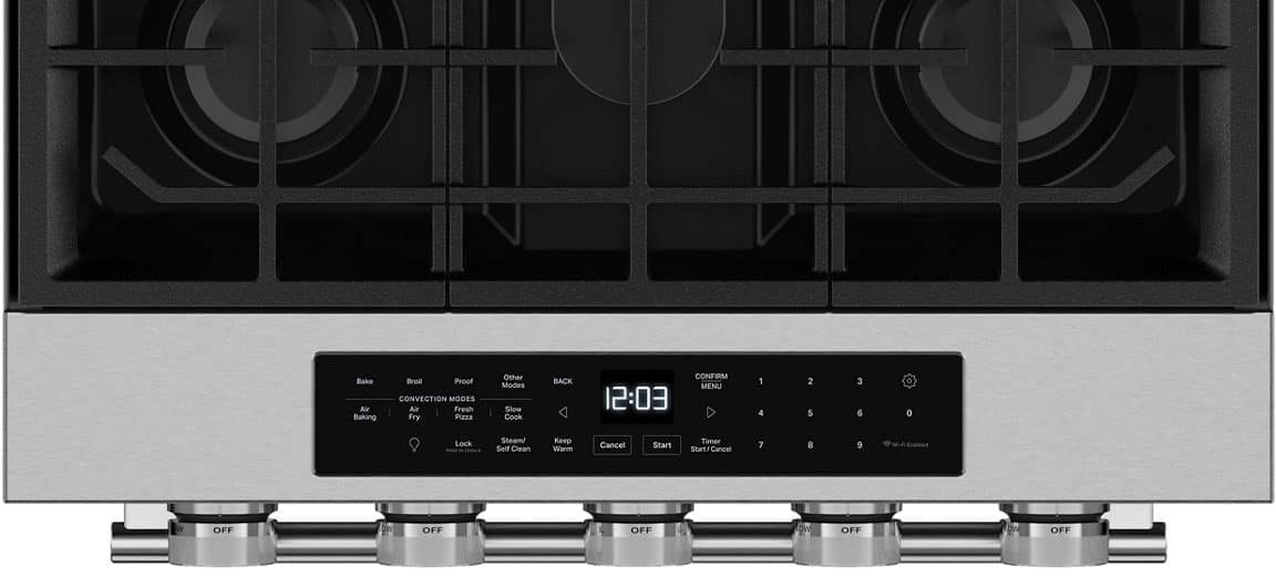 KitchenAid - 30 in. Wide 5 burners 5.0 cu. ft. Slide-in Gas Range with Convection Cooking Modes - Stainless Steel