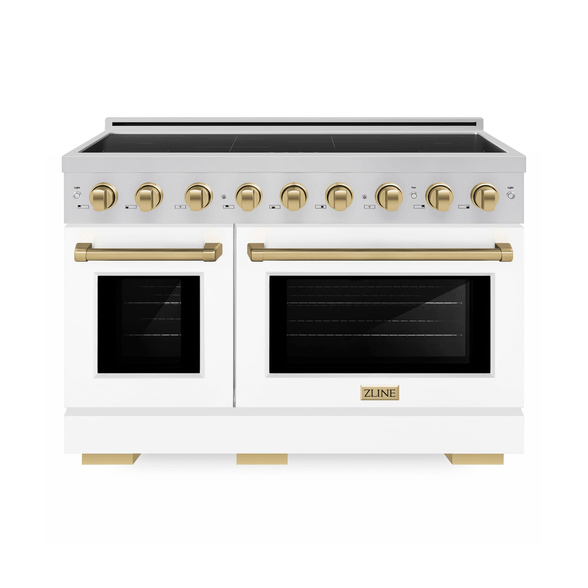 ZLINE - Autograph 48 in. 6.7 cu. ft. Paramount Freestanding Induction Range with White Matte Doors and Champagne Bronze Accents - Matte White