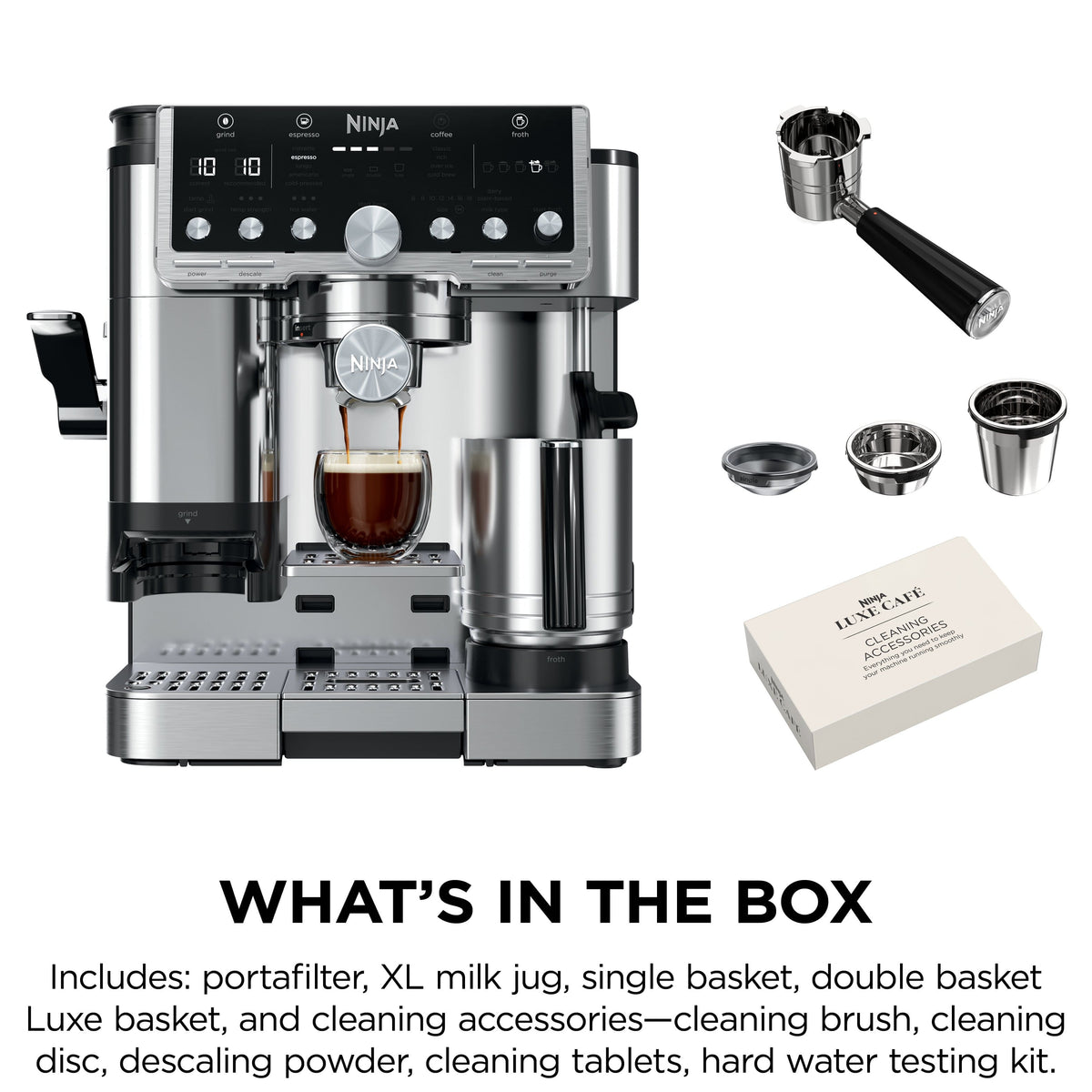 Ninja - Luxe Café Pro Series 4 in 1 Espresso, Drip Coffee, Cold & Hot Brew, Tamper, Grinder, Scale, Hands-Free Frother - Stainless Steel
