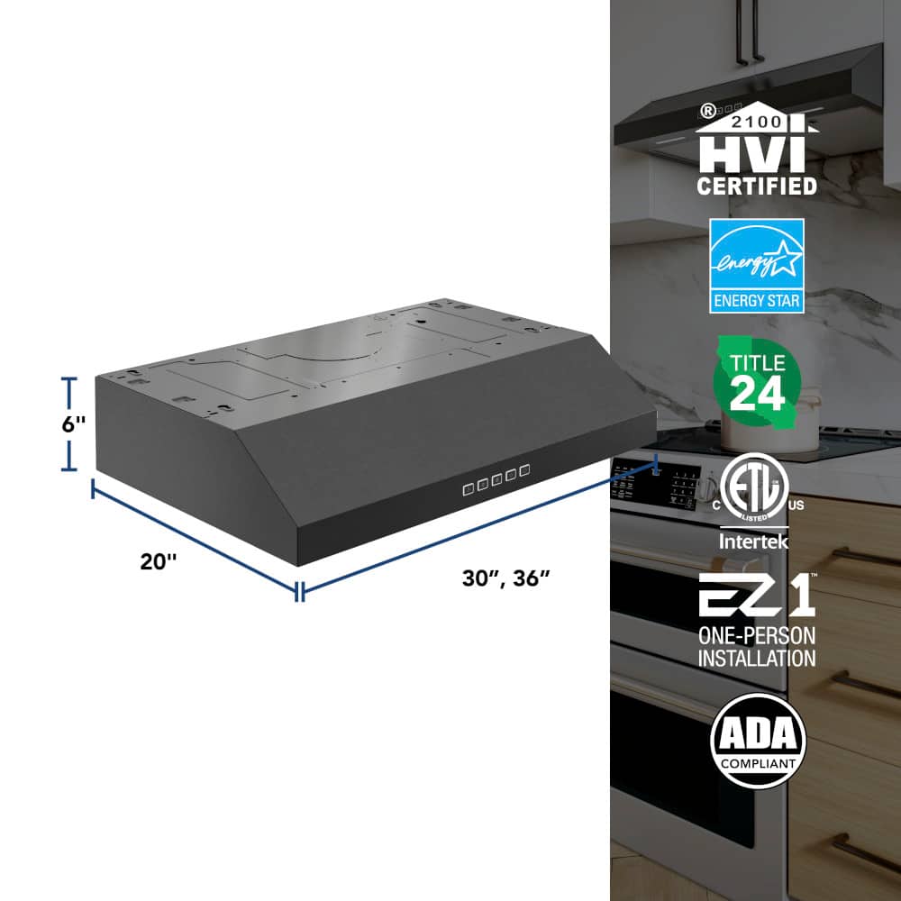 Broan - 36 inches - Convertible - Under cabinet Range Hood - Black