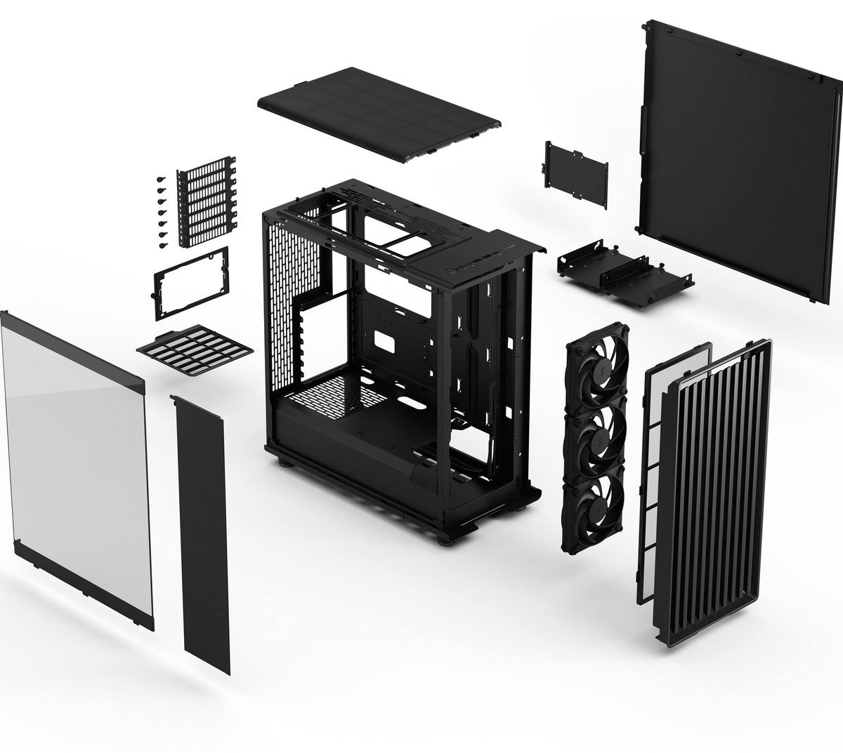 Fractal Design - North Momentum Edition Black E-ATX Chassis with Blackened Oak Front and TG Side Panel Mid Tower PC Case - Black