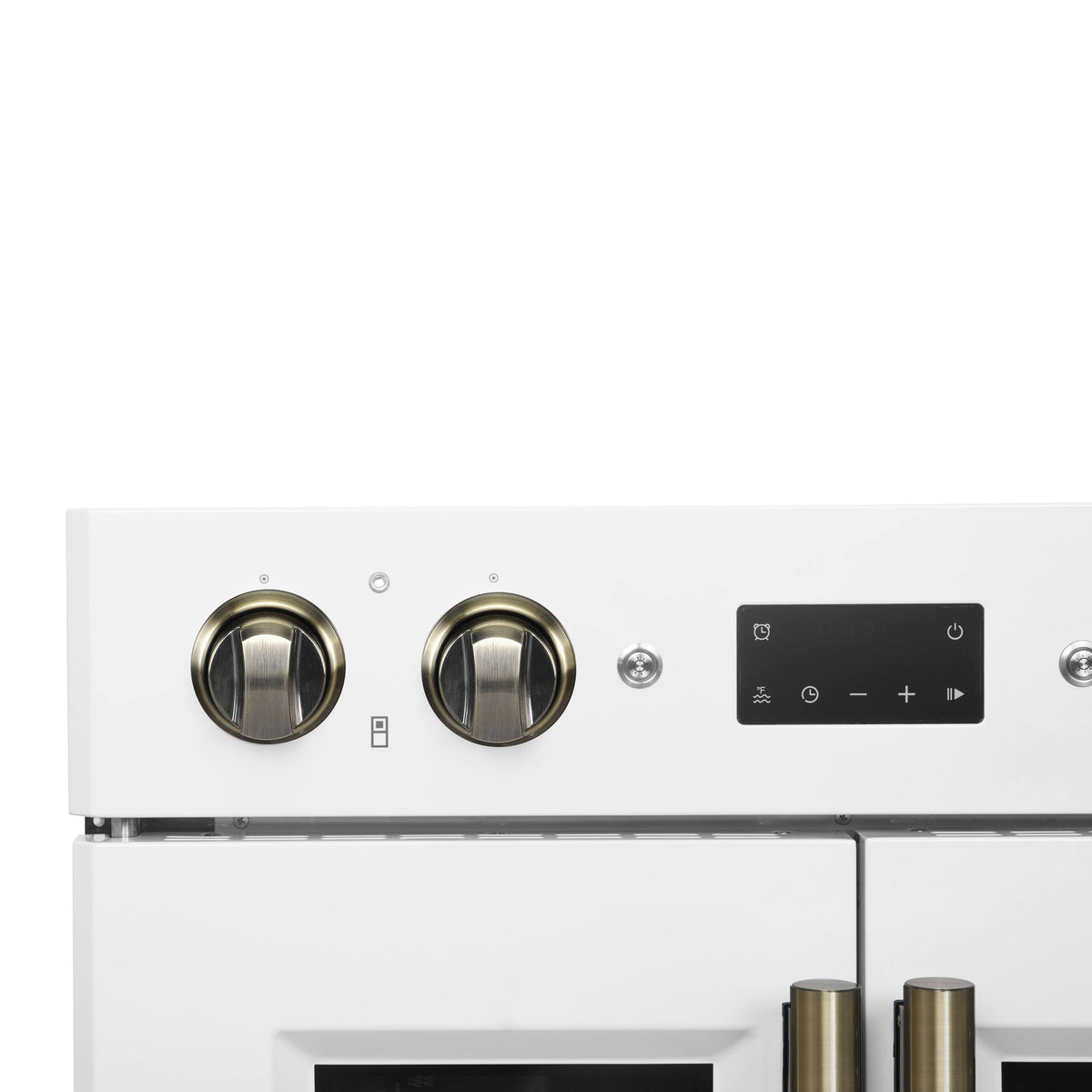 Forno Appliances - Asti 7.36 Cu. Ft. Electric Double Wall Oven with Upper French Doors and Antique Brass Accents - White