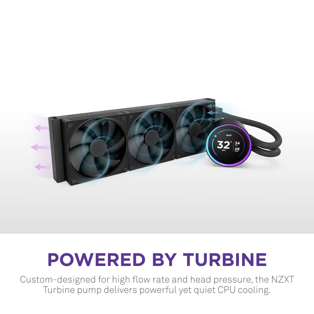 NZXT - Kraken Elite 360mm 2024 Radiator Liquid Cooler (3 x 120mm F Fans) with 2.72" IPS Display - Black
