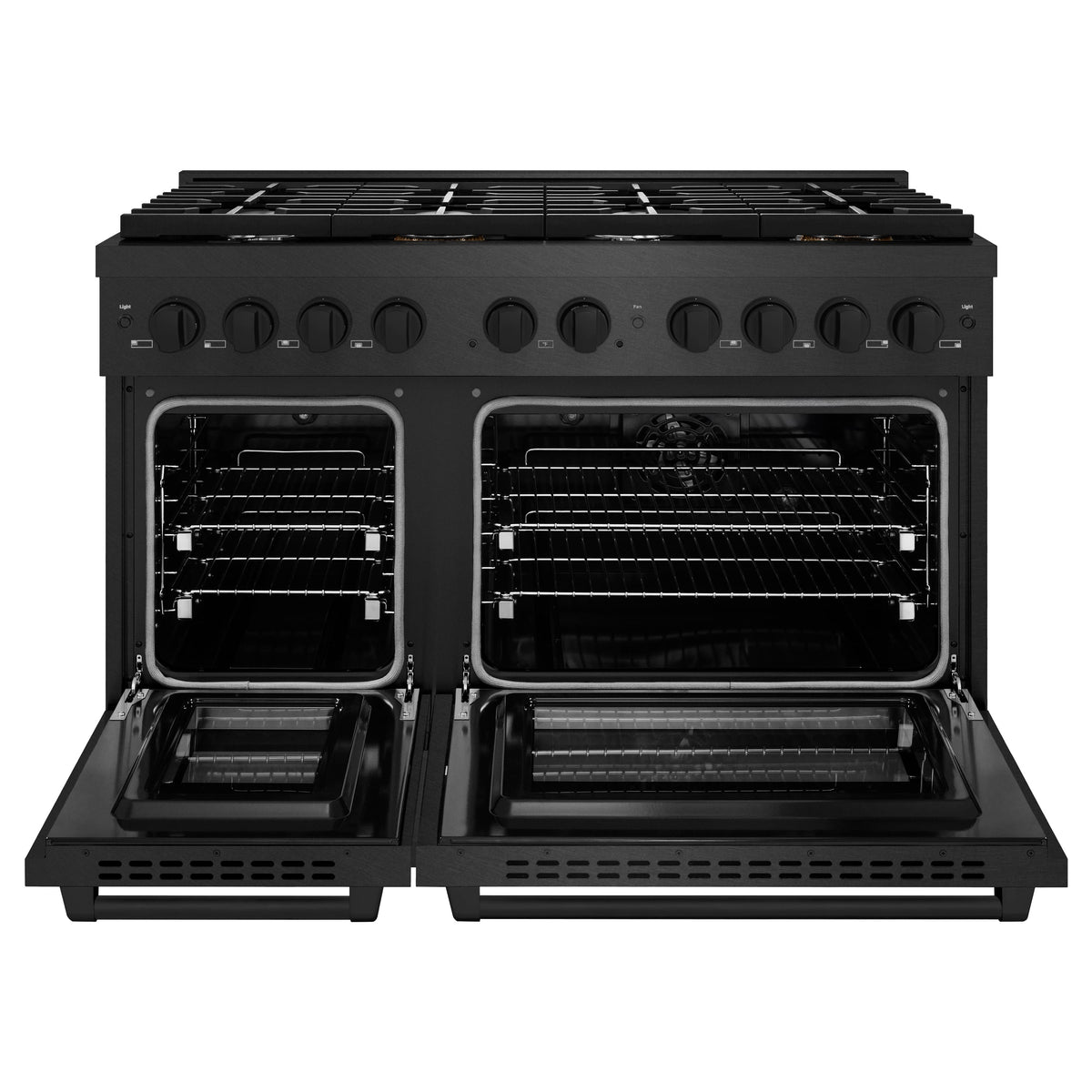 ZLINE - 48 in. Wide 8 Burner 6.7 cu. ft. Freestanding Paramount Double Oven Dual Fuel Range in Black Satin Stainless Steel - Black Satin Stainless Steel