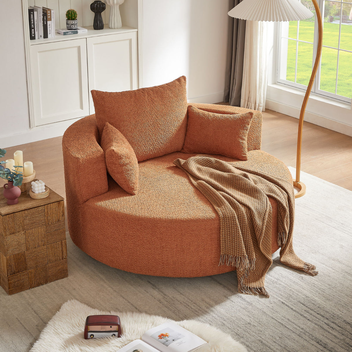 360° Swivel Accent Barrel Chair With 3 Removable Pillows For Living Room