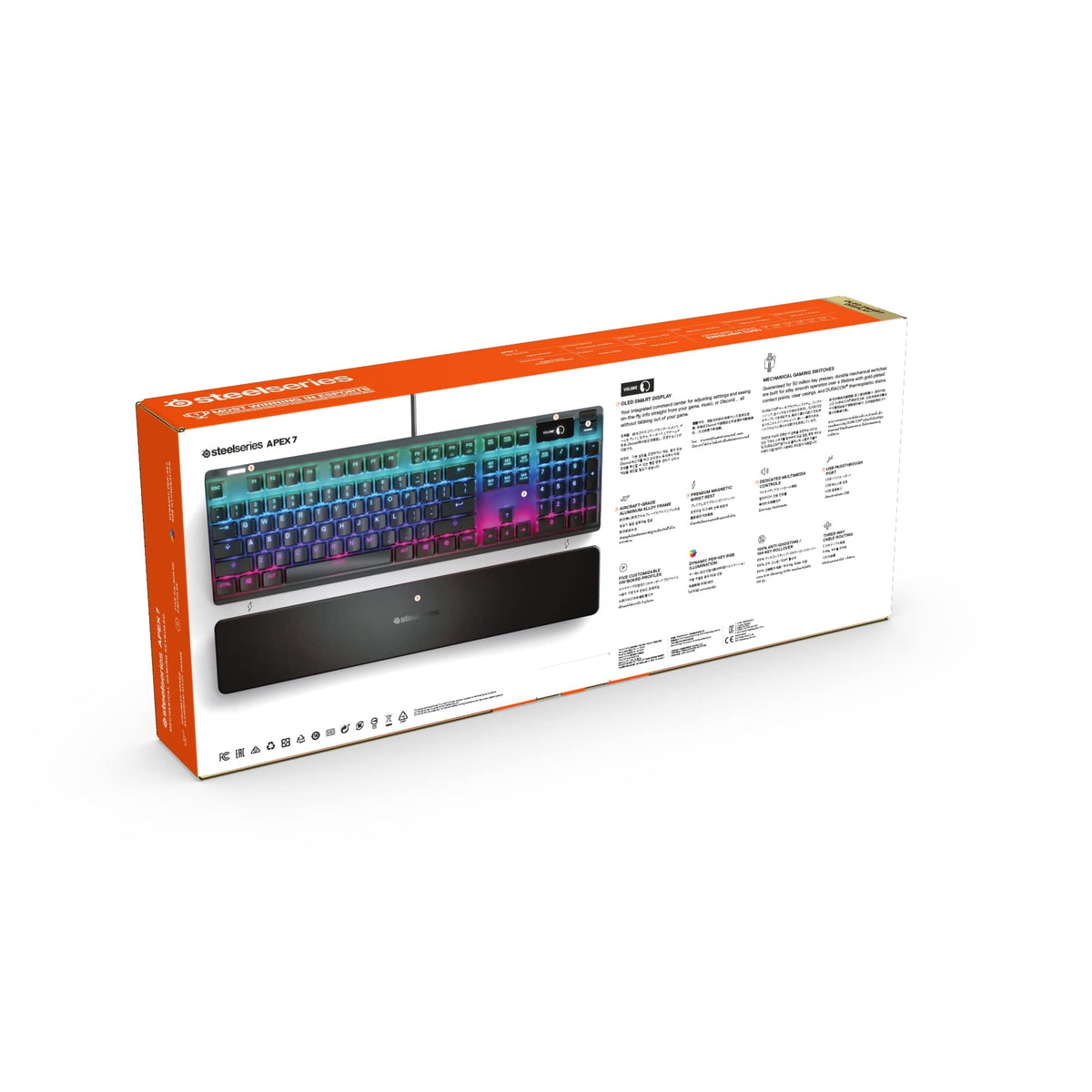 SteelSeries - Apex 7 Full Size Wired Mechanical Red Linear Switch Gaming Keyboard with Rapid Tap - Black