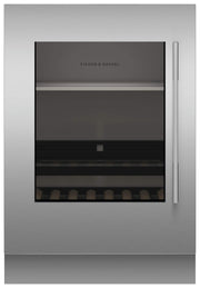Fisher & Paykel - 24" Integrated Wine Cellar or Beverage Refrigerator Glass Framed Door Panel, Left Hinge - Stainless Steel