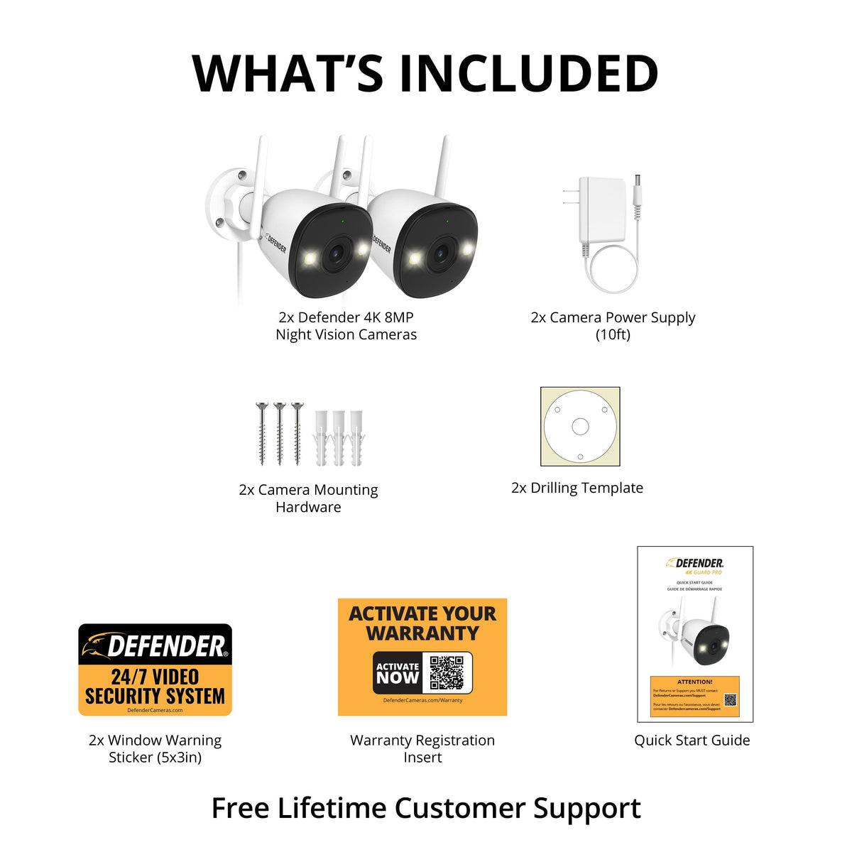 Defender - AI POWERED 4K Guard Pro Wi-Fi 6 Plug-in Power Security Camera - 2 pack - White