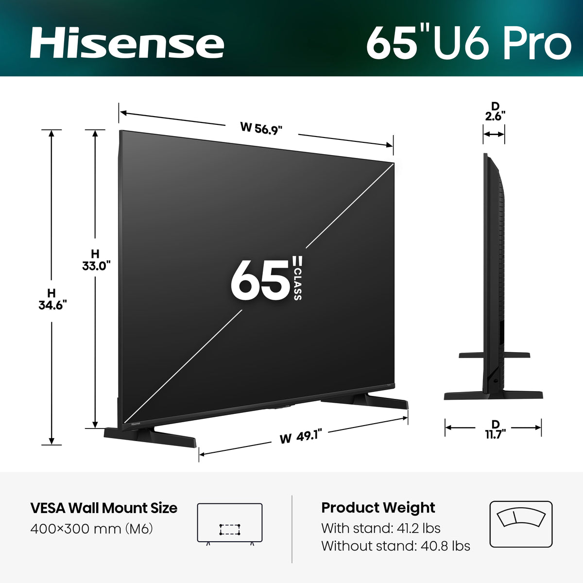 Hisense - 65" Class U6 Pro MiniLED Series QLED 4K UHD Smart Fire TV (2026)