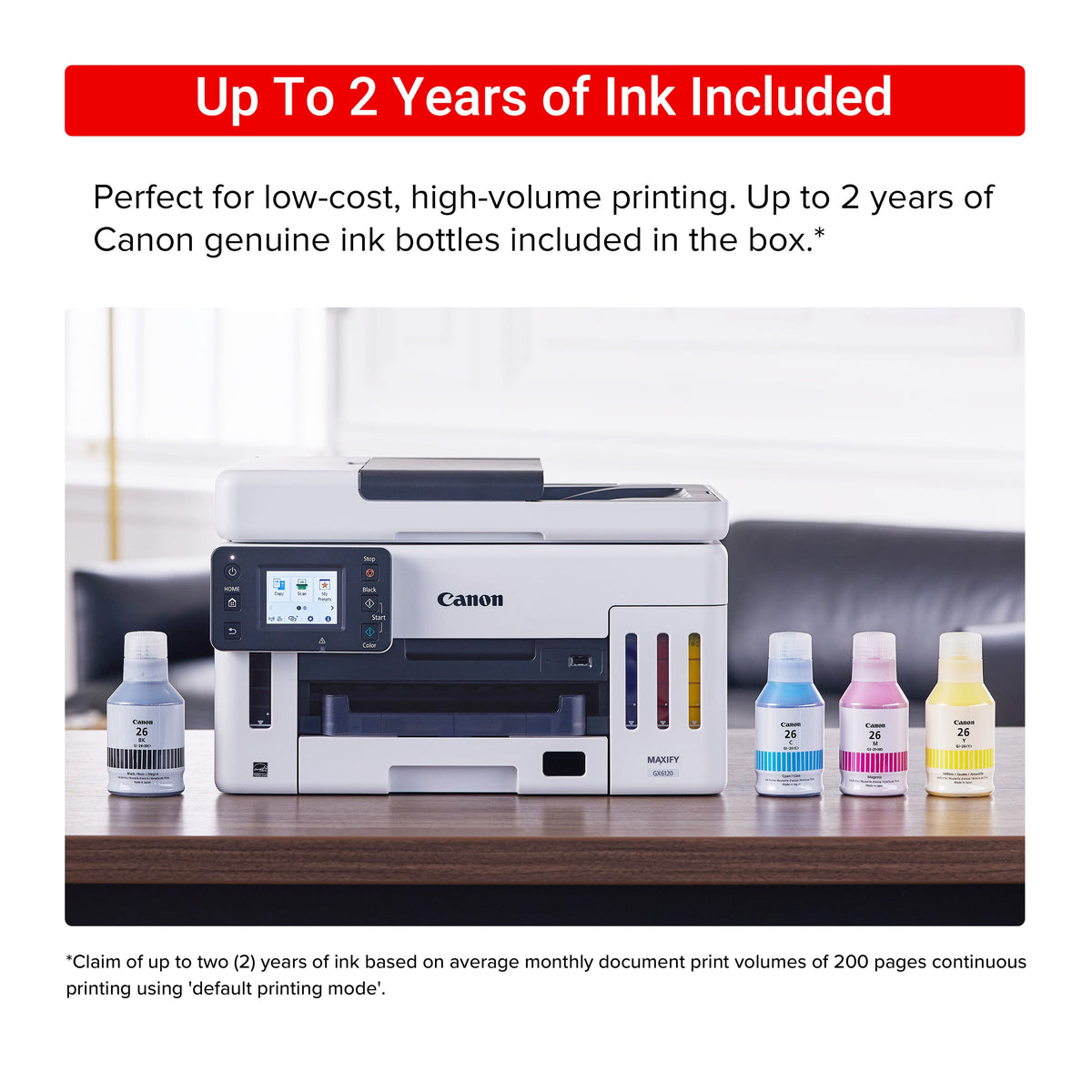 Canon - Megatank GX6120 Wireless All-In-One Supertank Inkjet Printer - White