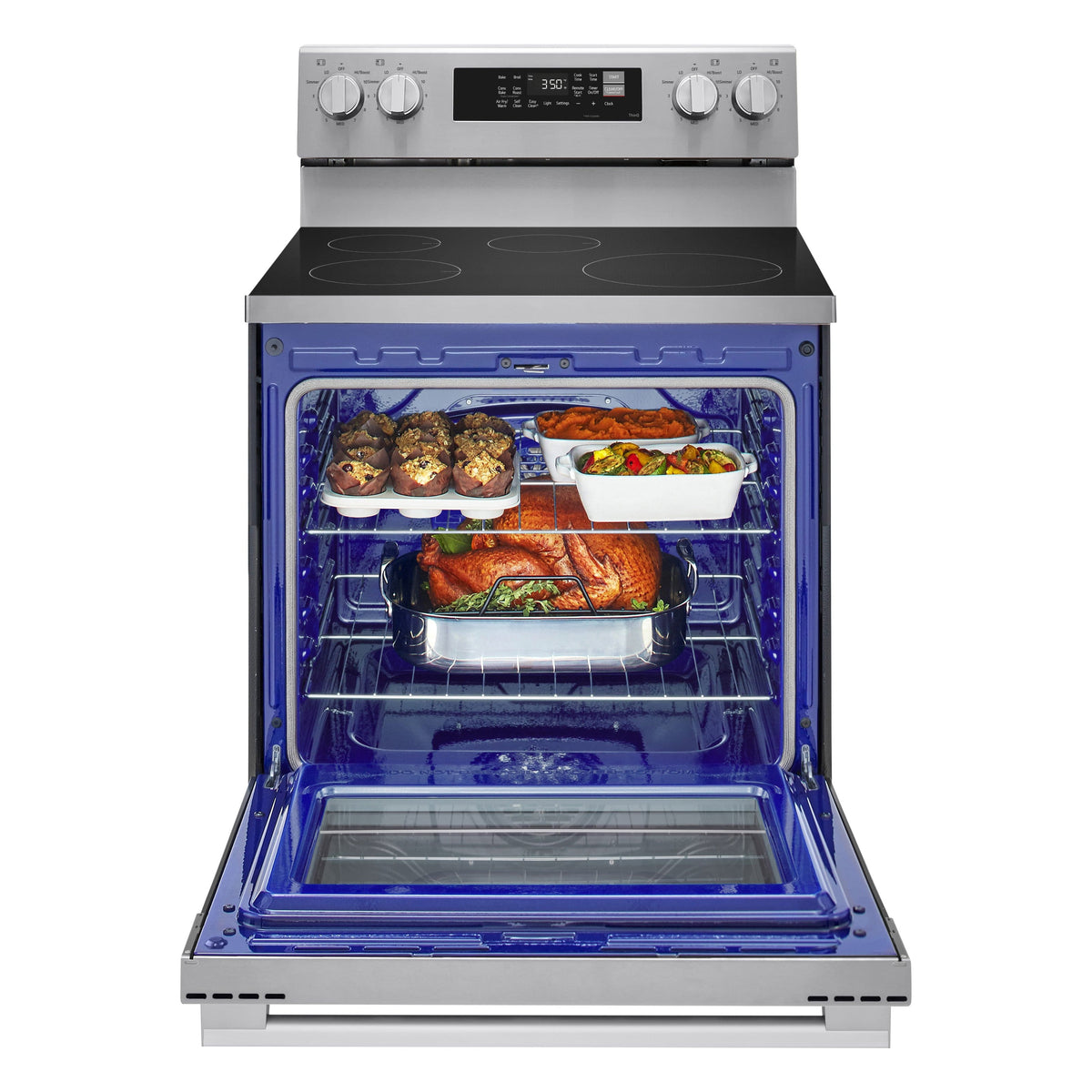 LG - 30-in 6.3 Cu. Ft. Freestanding Electric Induction True Convection Smart Range with 4 Elements, Air Fry and EasyClean - Stainless Steel