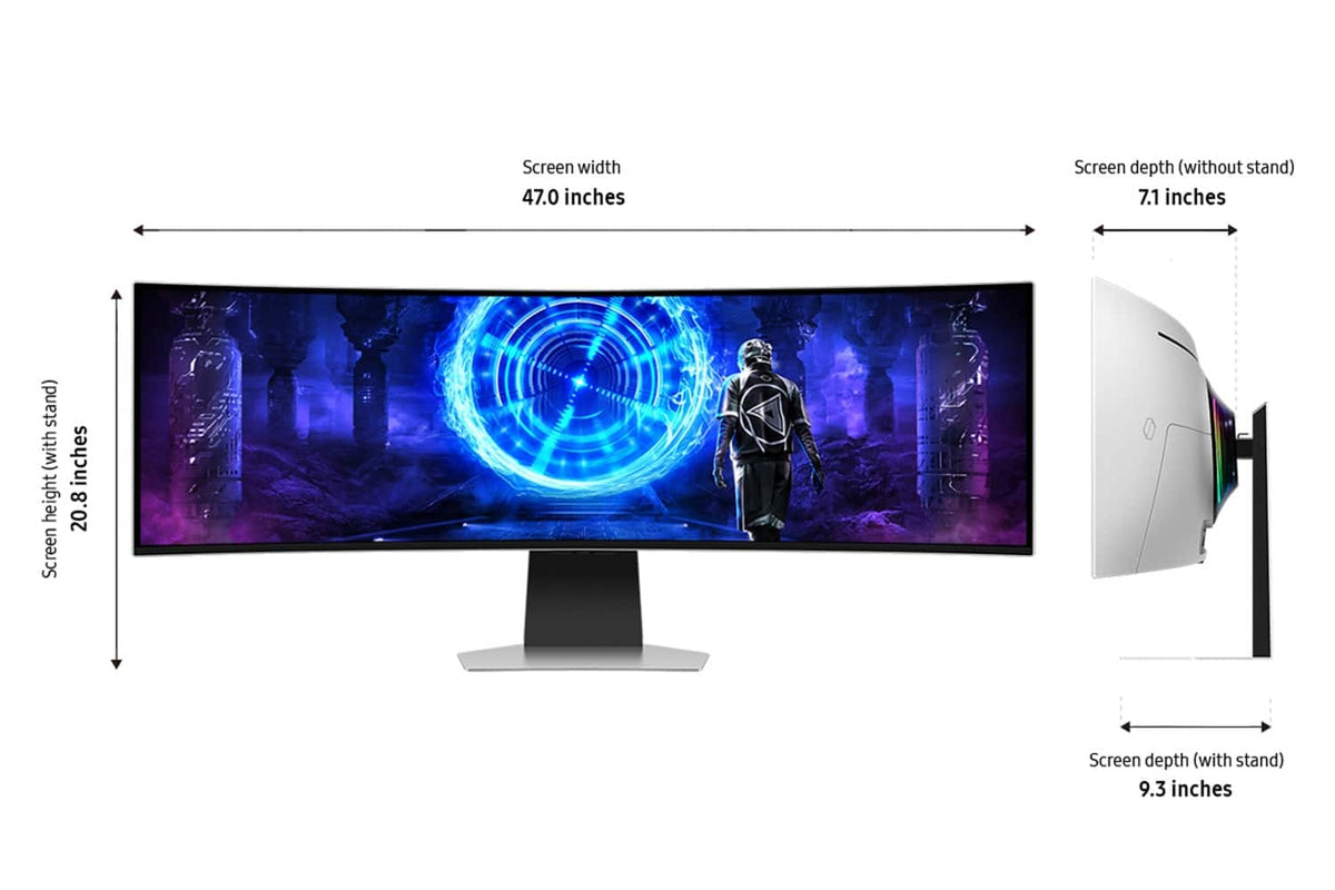 Samsung - 49" Odyssey OLED G9 Curved Dual-QHD 240Hz FreeSync Prem Pro and G-Sync Compatible Smart Glare Free Gaming Monitor - Silver
