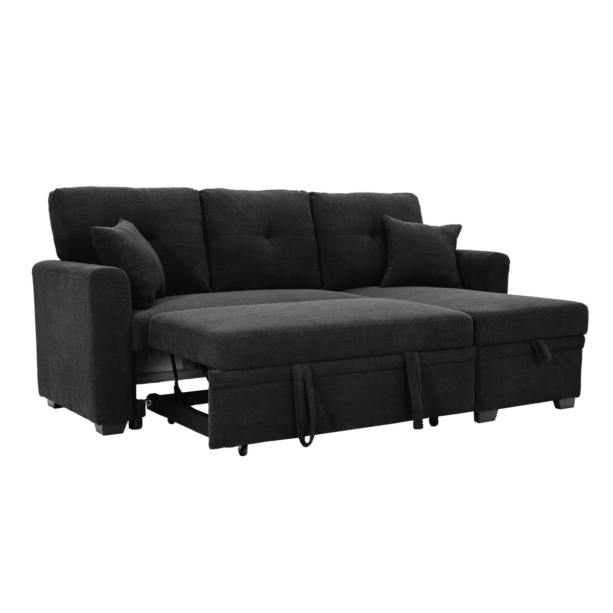 Sofá seccional cama con nido extraíble, chaiselongue reversible