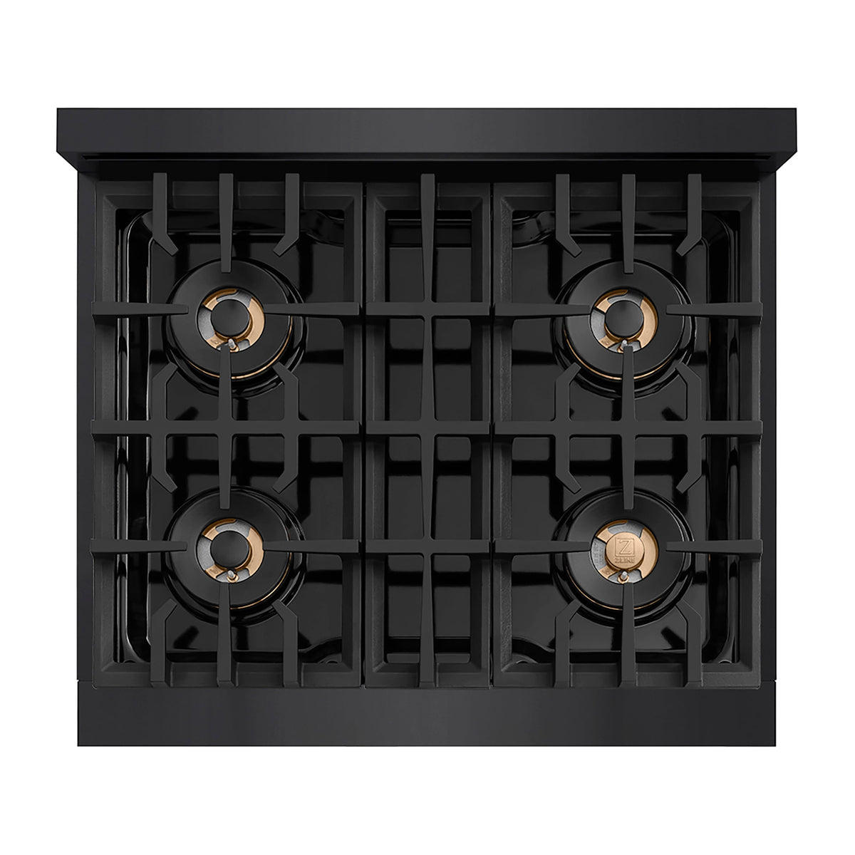 ZLINE - 30 in. Wide 4 Burner Autograph  Black Steel Classic Gas Cooktop DuoPro and Gold Accents (PCRTBZ-30-G) - Black Stainless Steel