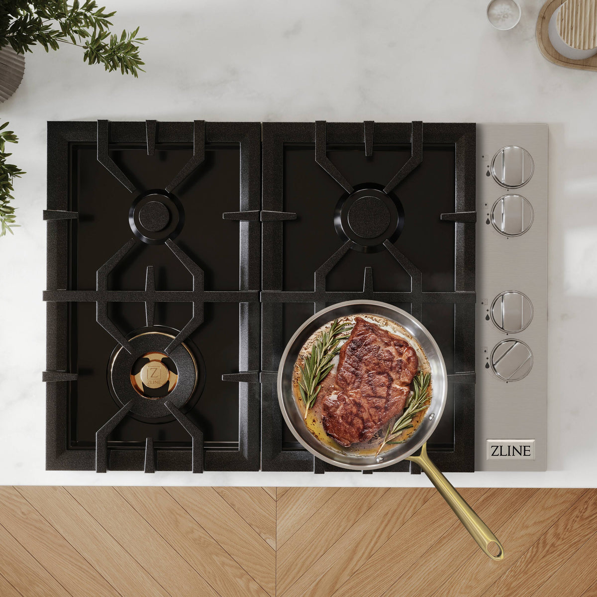 ZLINE - 30 in. Wide 4 Burner Gas Cooktop with  (RC-BR-30-PBT) - Black
