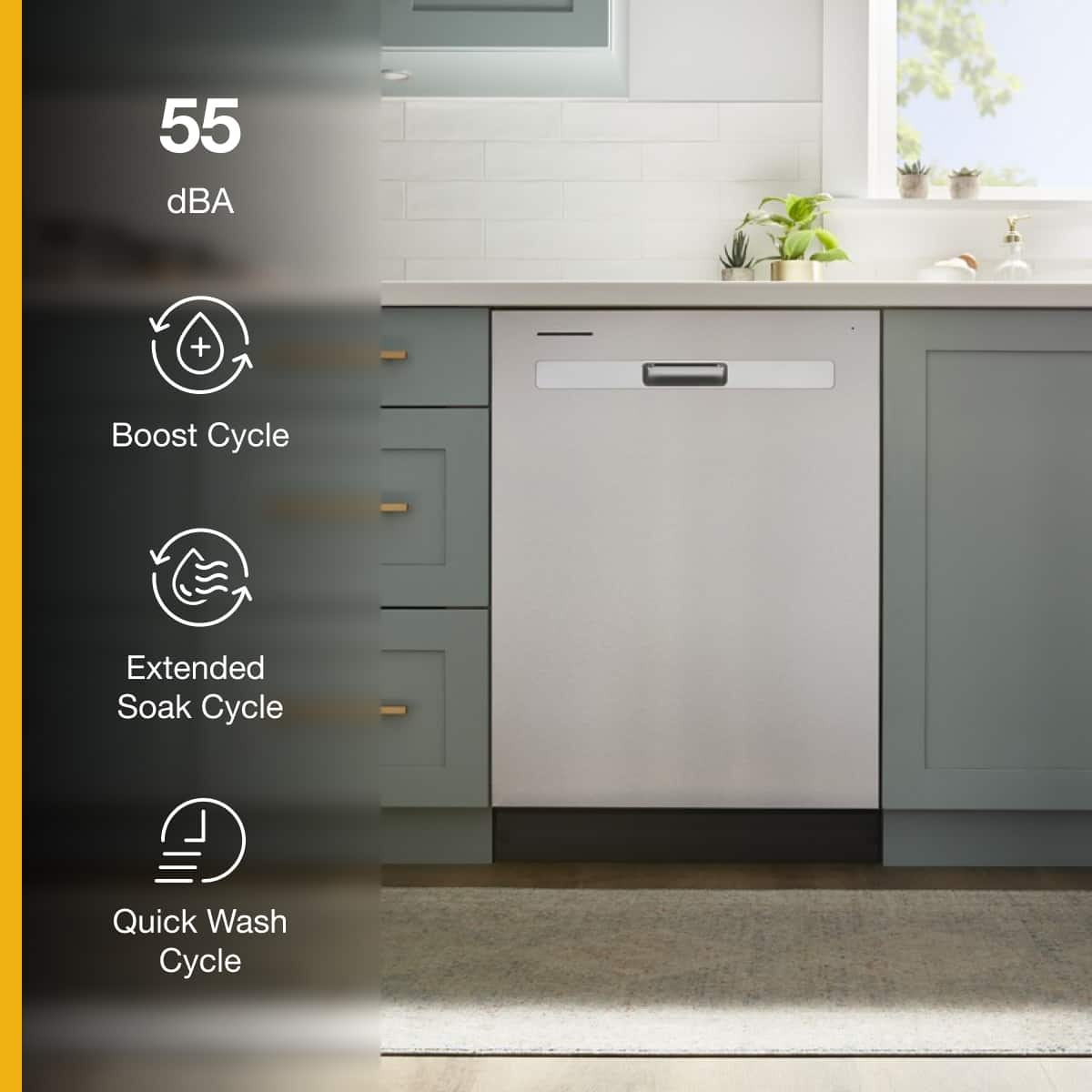 Whirlpool - 24 inch  Quiet Dishwasher with Boost Cycle and Pocket Handle .- Fingerprint Resistant - Stainless Steel