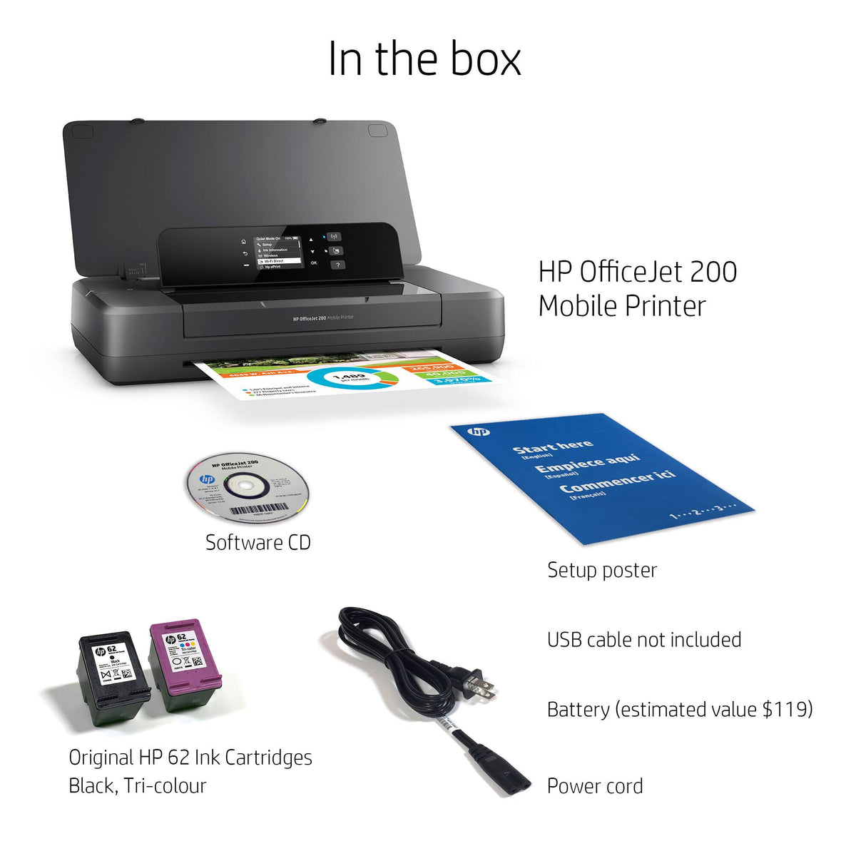 HP - OfficeJet 200 Mobile Inkjet Printer - Black