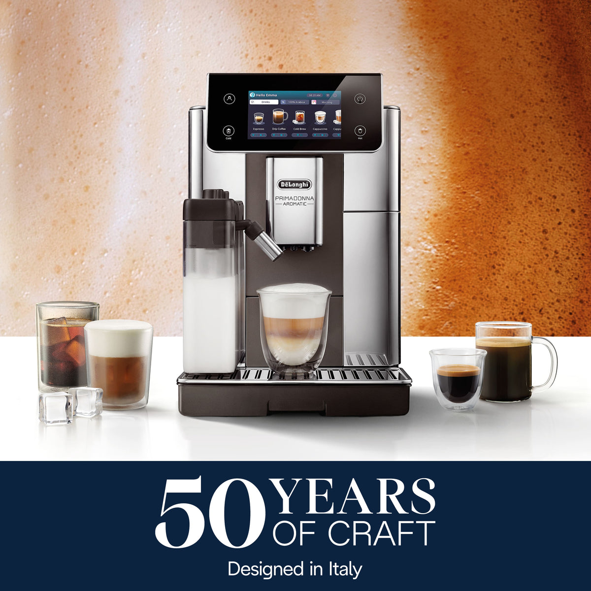 De'Longhi - PrimaDonna Aromatic Fully Automatic Espresso Machine - Titanium
