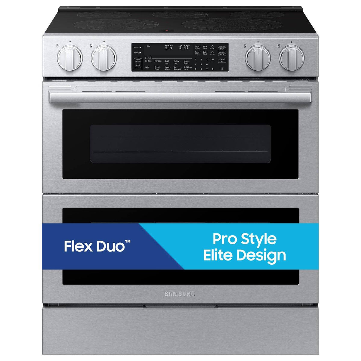 Samsung - Bespoke Smart Slide-In Electric Range with Flex Duo Oven and Dual True Convection - Stainless Steel