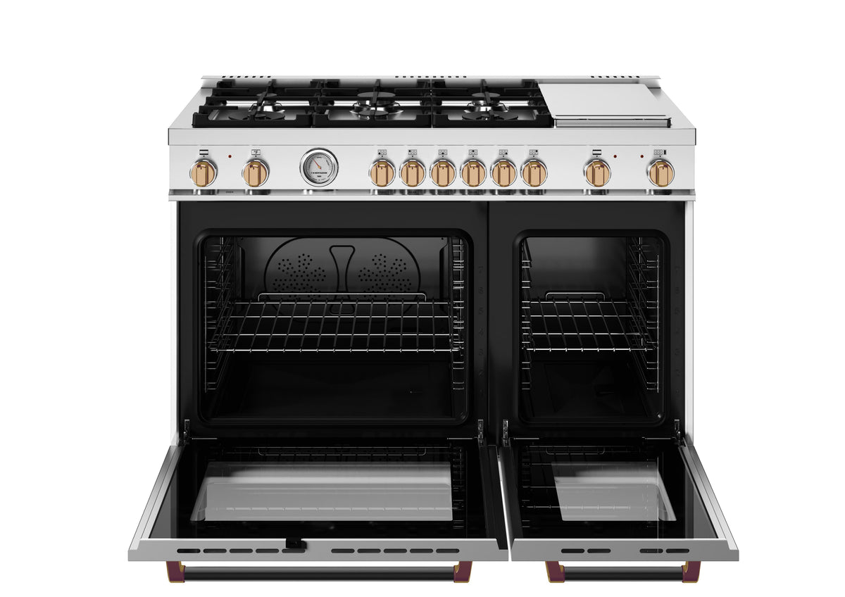 Bertazzoni - 48" Master Series Dual Fuel Range - Bianco Matt/Gold - White