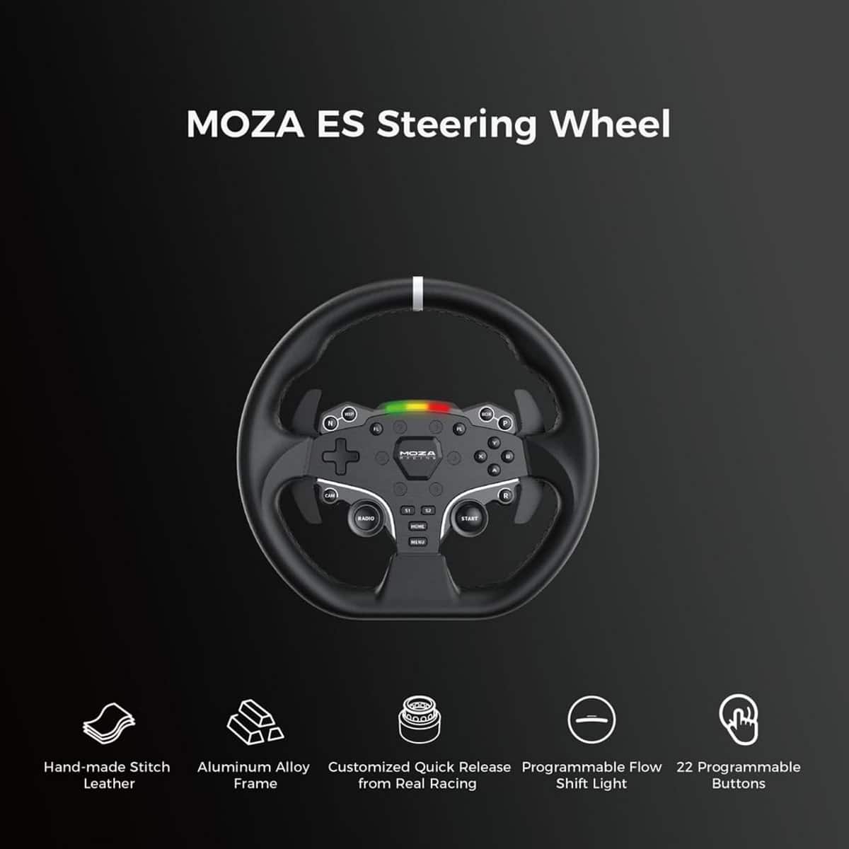 Moza Racing - R5 Direct Drive Sim Racing Bundle with 5.5Nm of force for Windows (Pedals, Wheelbase, & Steering Wheel) - Black
