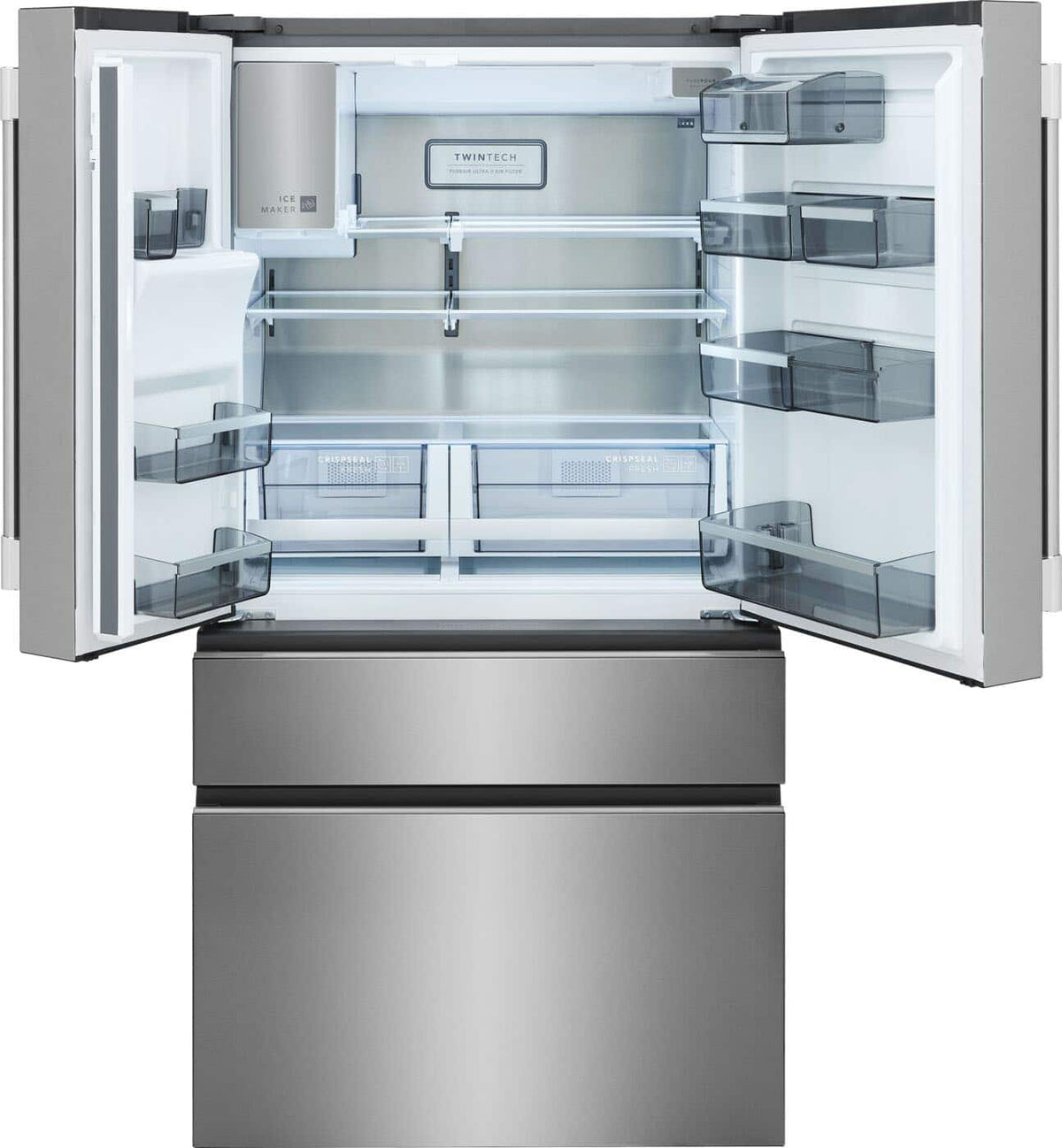 Frigidaire - Professional 36 in. Wide 21 Cu. Ft. Counter-Depth 4-Door French Door Refrigerator with Custom-Flex Temp Drawer - Stainless Steel