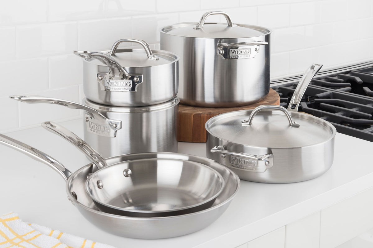Viking - Professional 5 Ply, 10 Piece Cookware Set- Satin - Stainless Steel