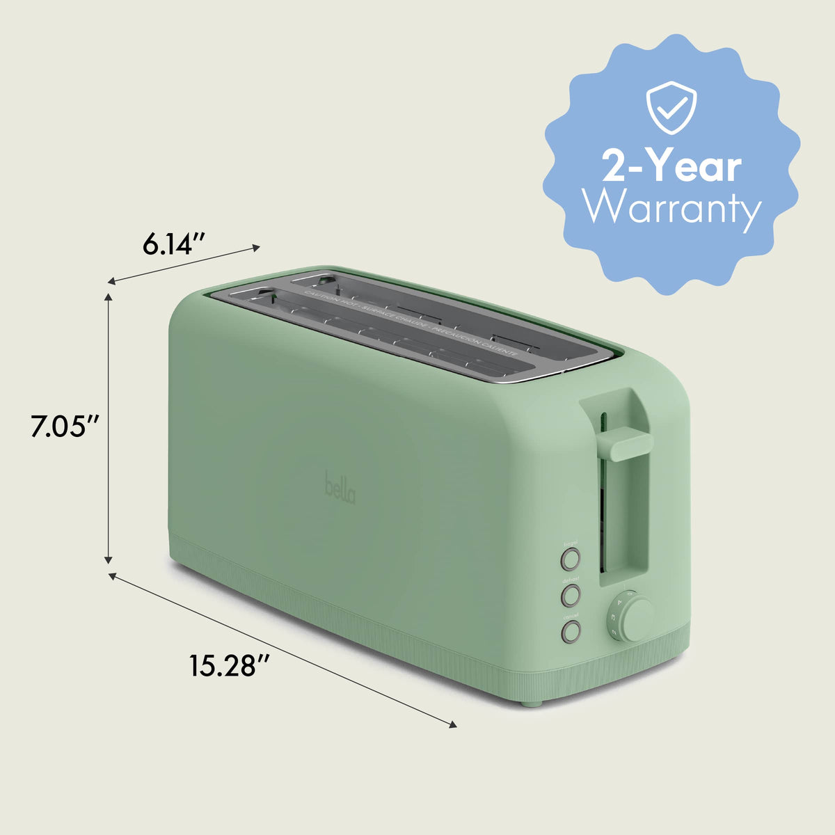 Bella - Fits-anywhere Kitchenware: 4-Slice Slim Toaster with Long Wide Slots - Seaglass