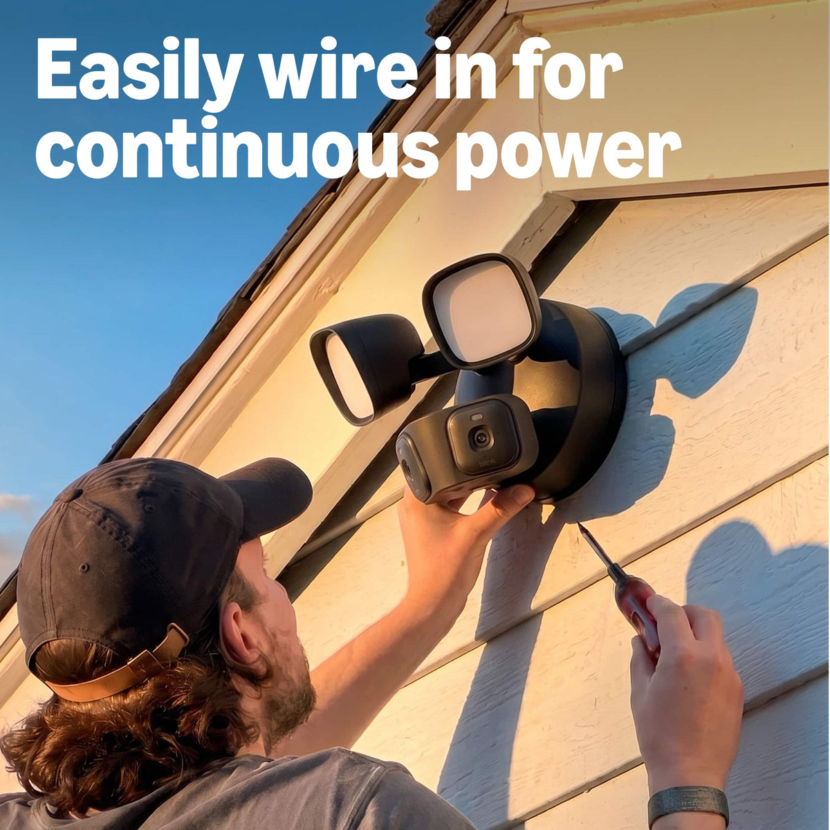 Blink - Arc 2K+ Wired Floodlight Camera (newest model) - Hard Wired smart security, 2K, 180° coverage – 2 cam, 1 mount - Black