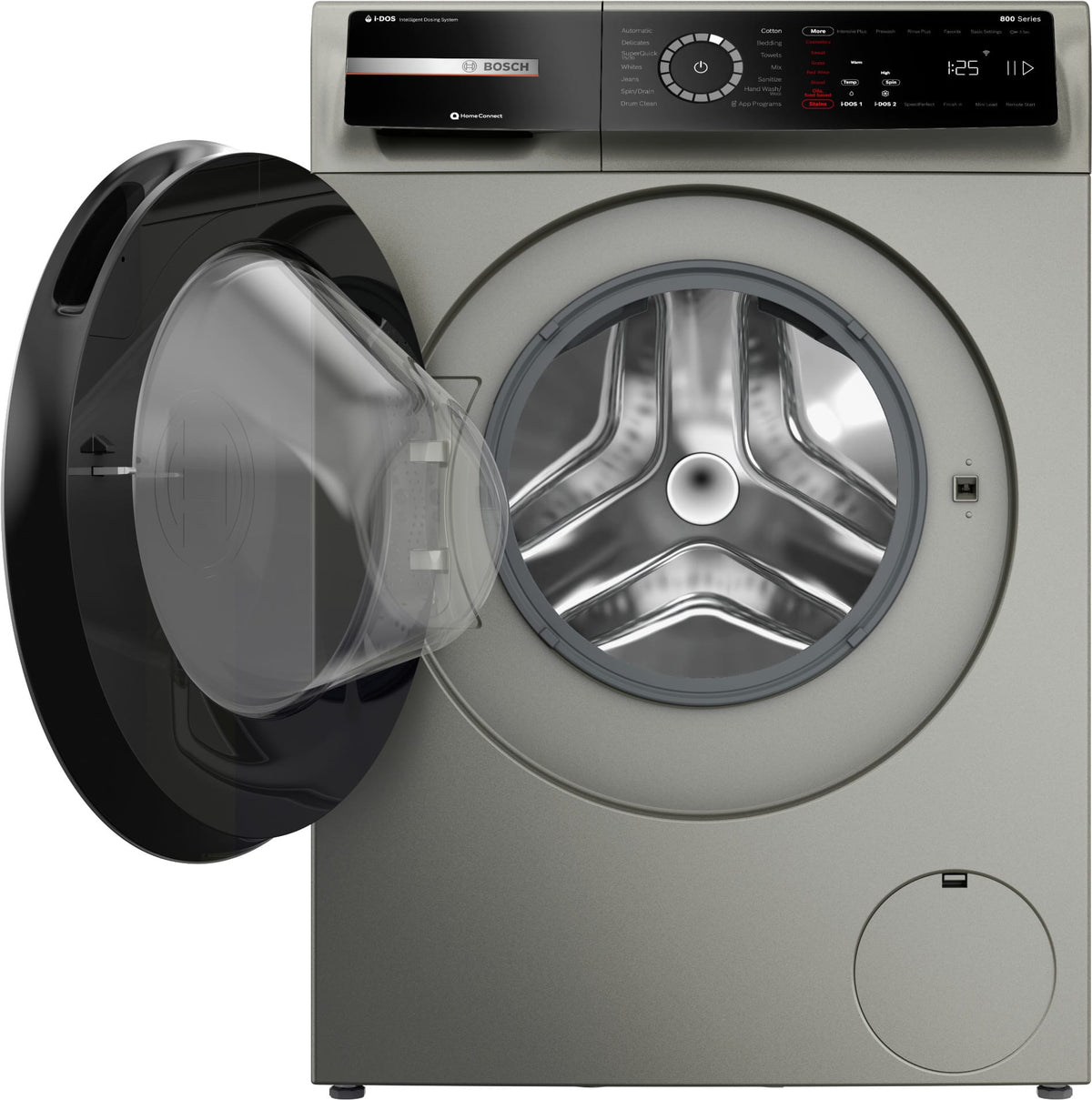 Bosch - 800 Series 2.4 Cu. Ft. High-Efficiency Stackable Smart Front Load Washer with Steam and 4D Wash System - Pearl steel