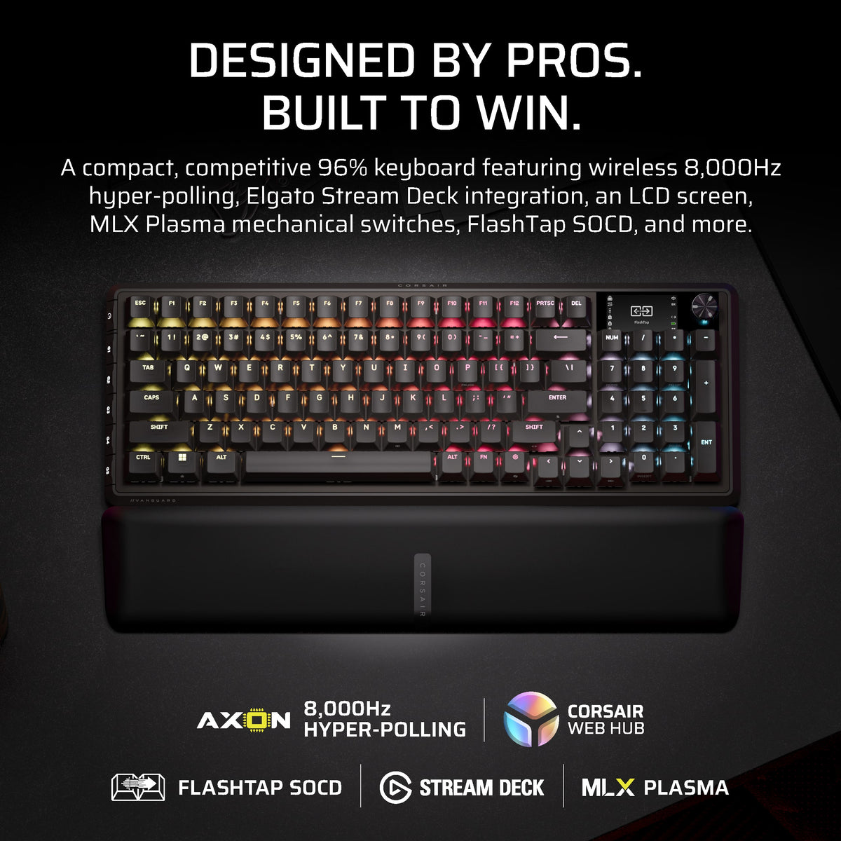 CORSAIR - VANGUARD 96 WIRELESS Mechanical Gaming Keyboard for PC - Black