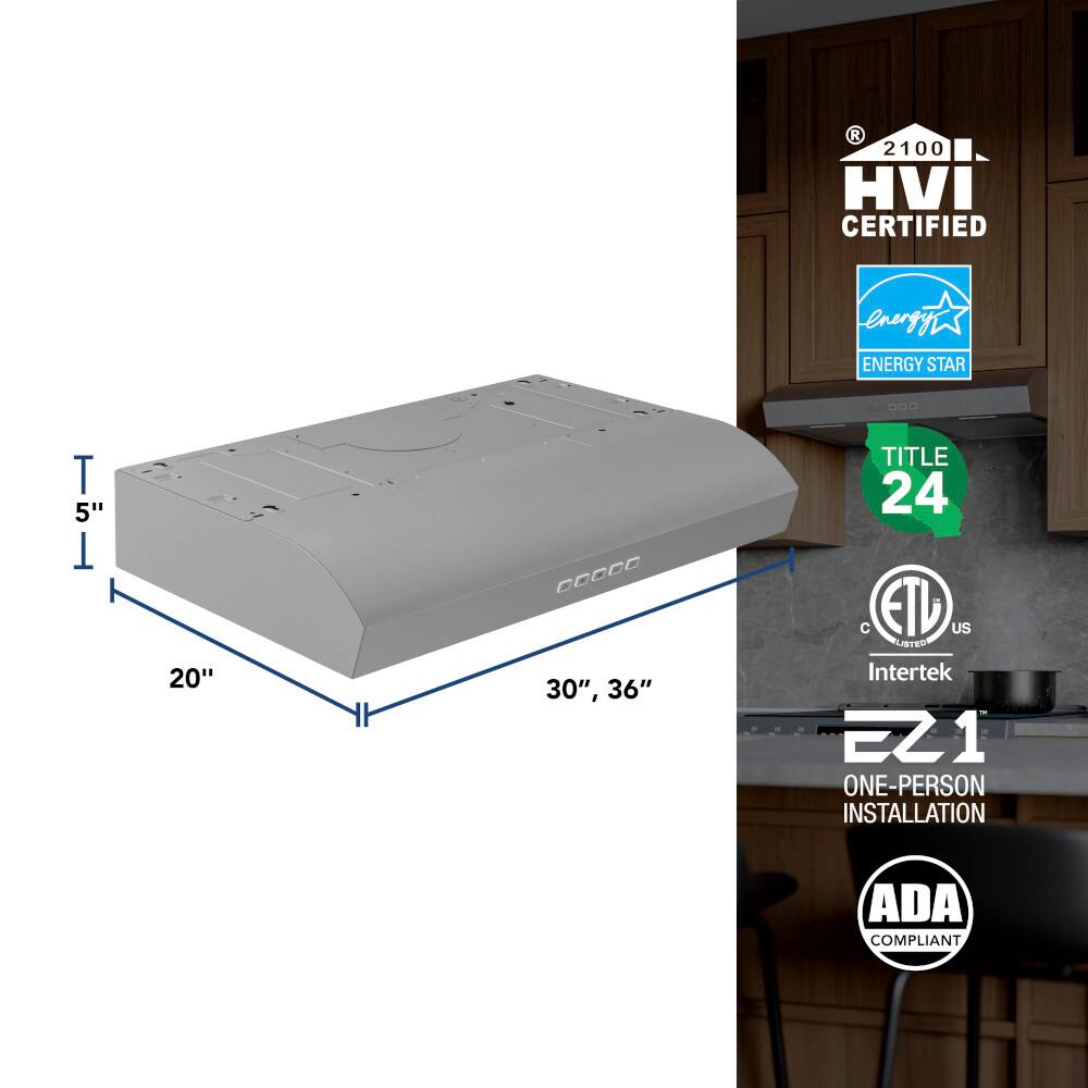 Broan - 30 inches - Convertible - Under cabinet Range Hood - Stainless Steel