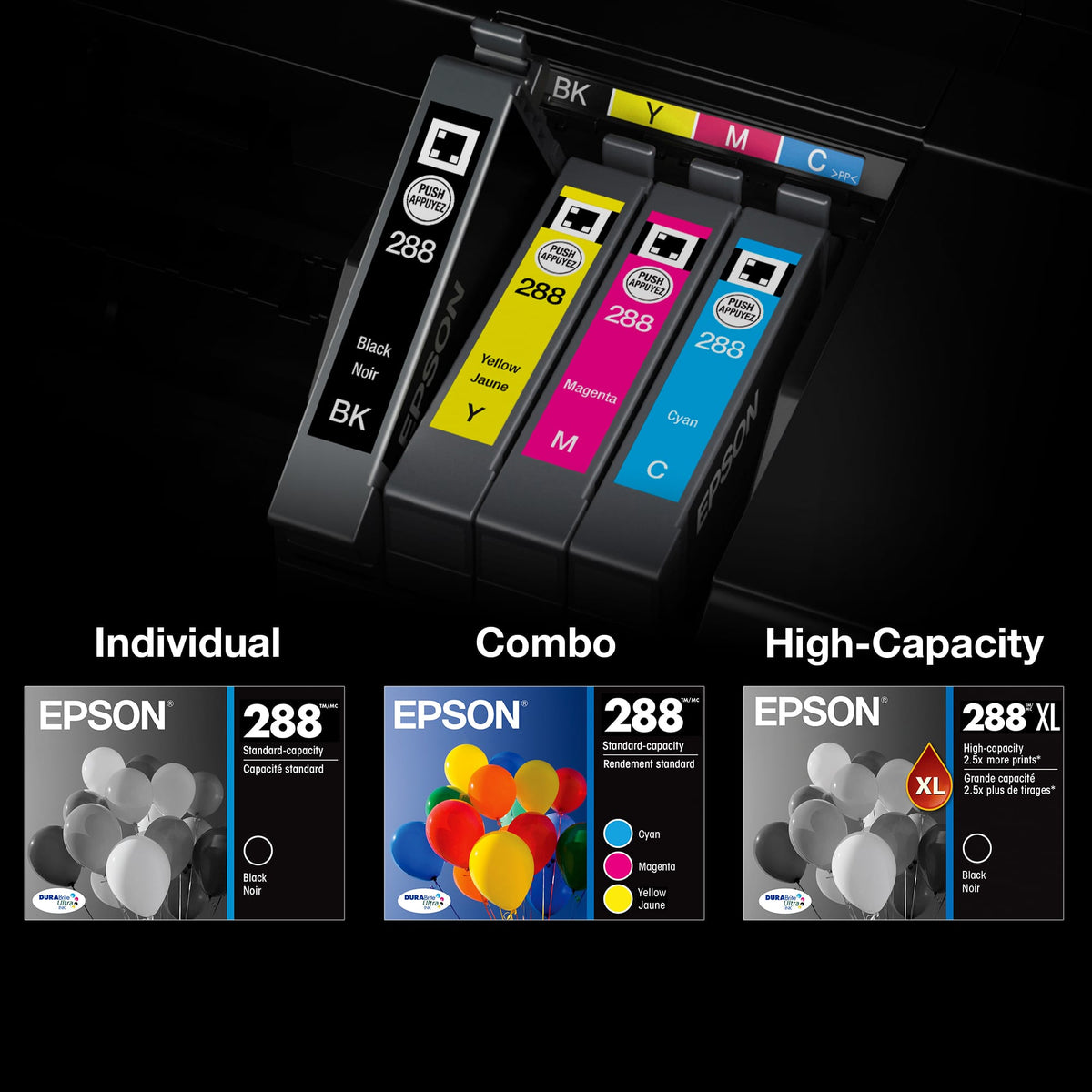Epson - 288 4-Pack Ink Cartridges - Black/Cyan/Magenta/Yellow