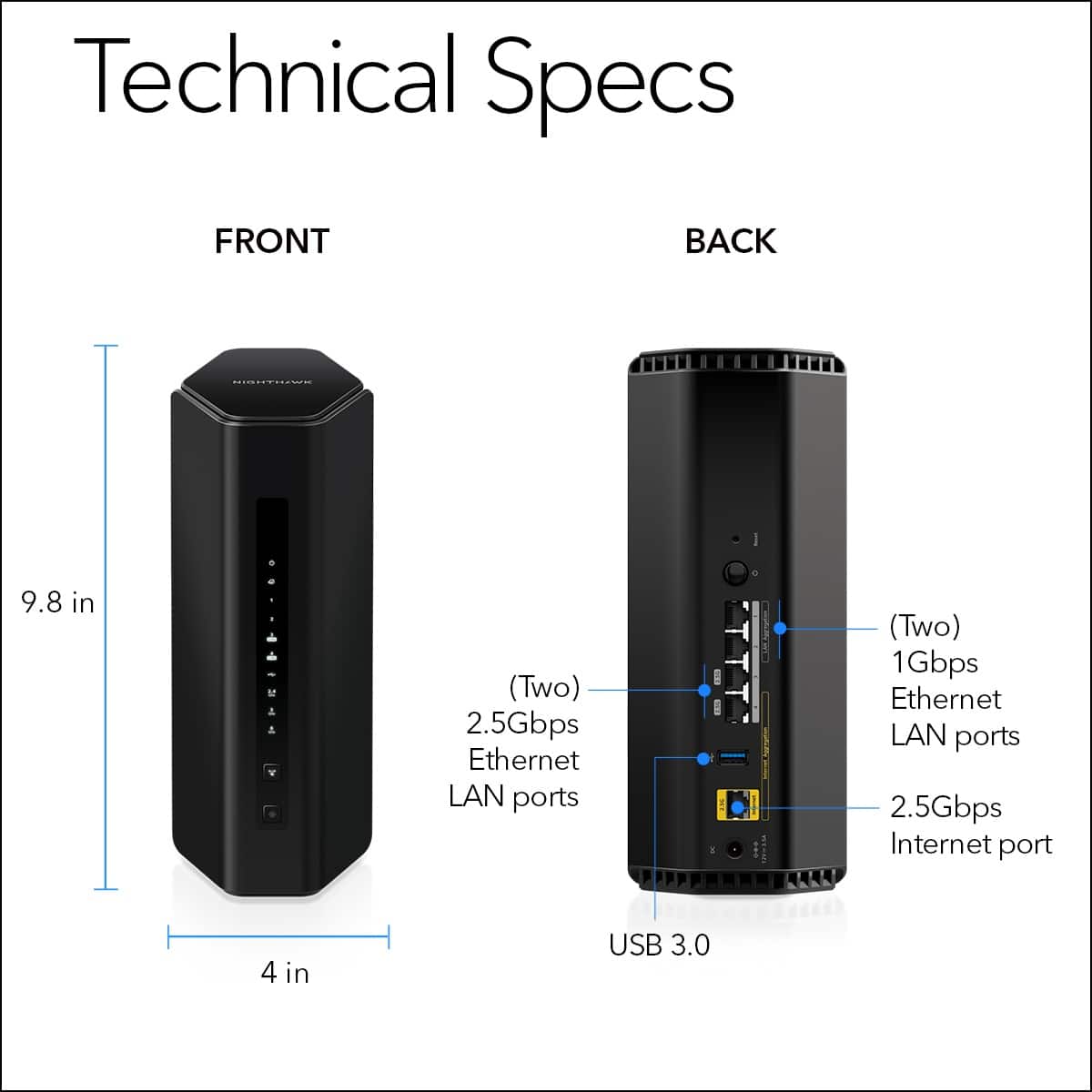 NETGEAR - Nighthawk WiFi 7 Router RS300, 9.3 Gbps, Up to 2,500 sq ft, 100 Devices - Black