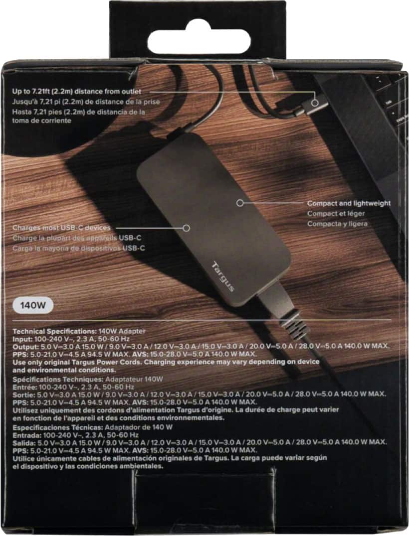 Targus - 140W USB-C Charger, PD 3.1 EPR - Black