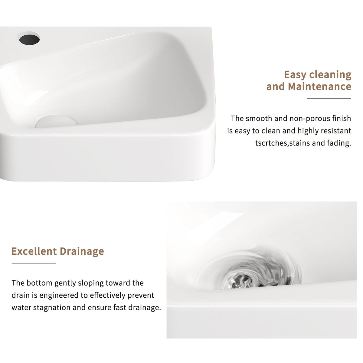 Lavabo de pared con grifo y desagüe
