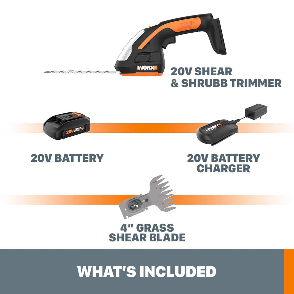 WORX - 20V Power Share Cordless 8" 2-in-1 Hedge Trimmer - Black