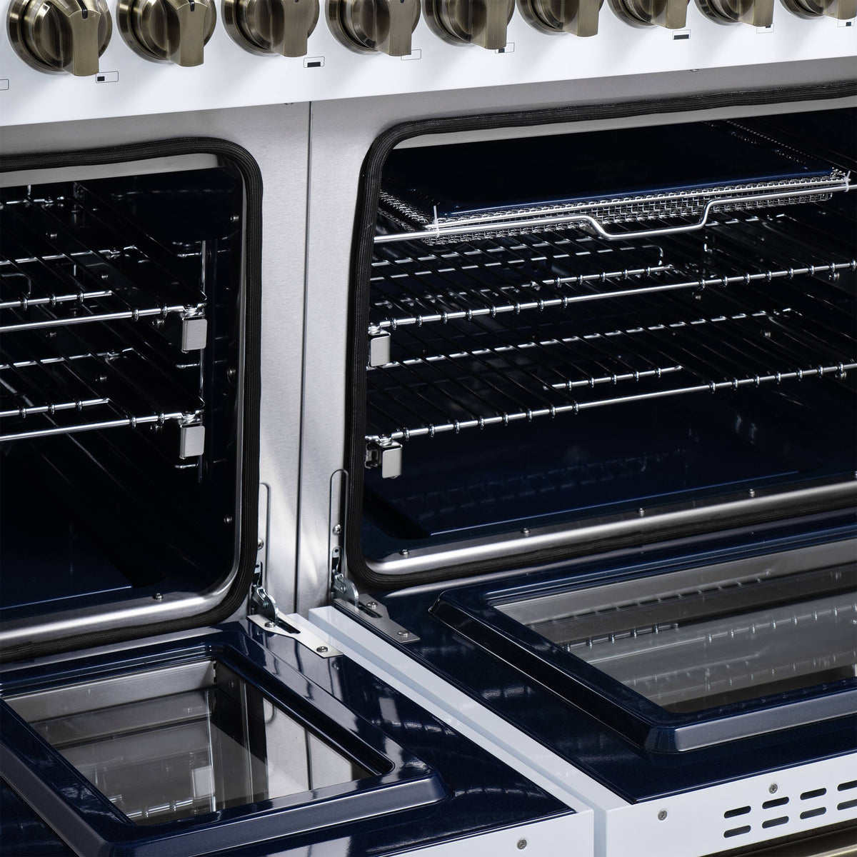 Forno Appliances - 48 in. Wide 8 Burner Massimo 6.58 Cu. Ft. Freestanding True Convection Gas Range with Air Fryer Kit, Wok Support - White