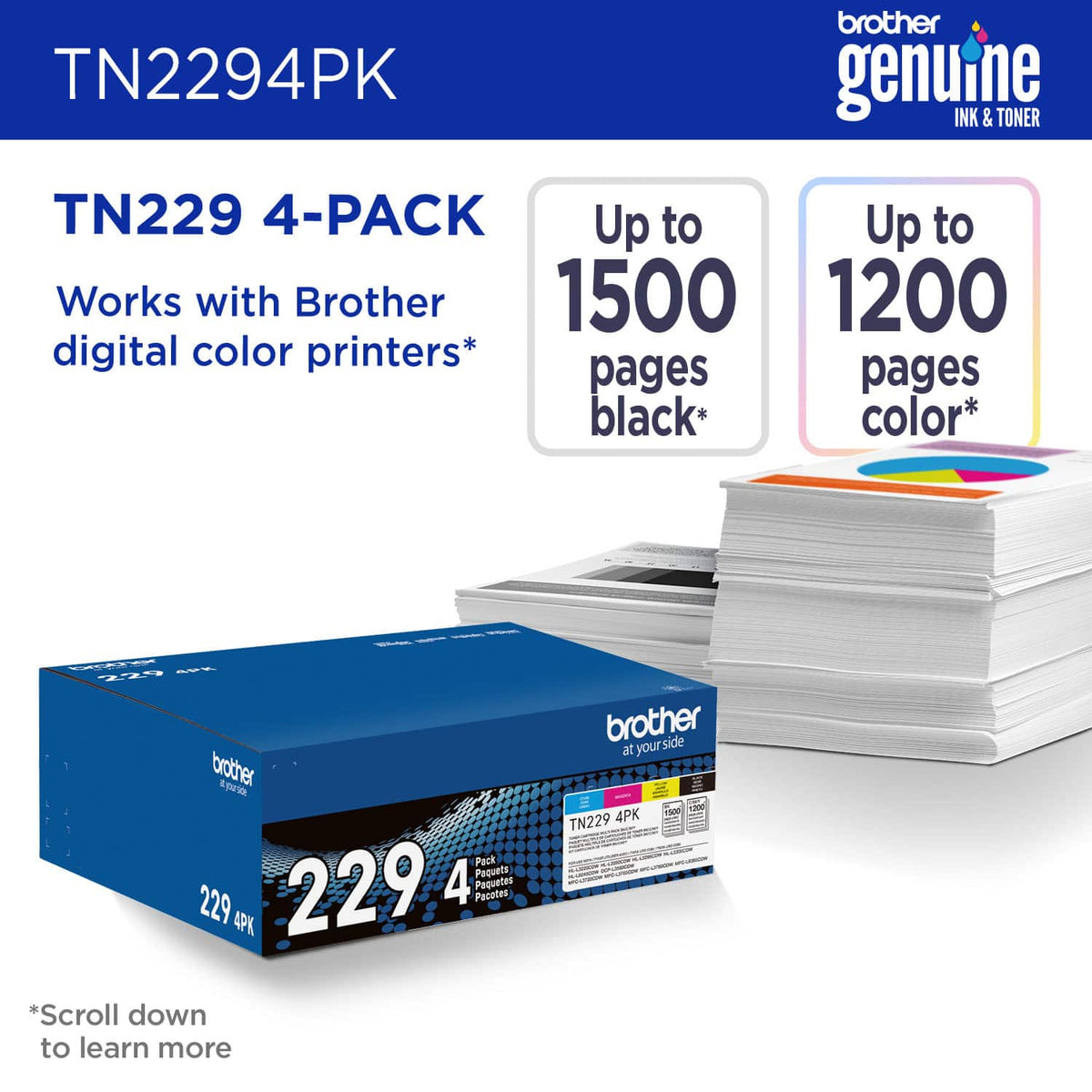 Brother - TN229 4-Pack Standard-Yield Toner Cartridges - Black/Cyan/Magenta/Yellow