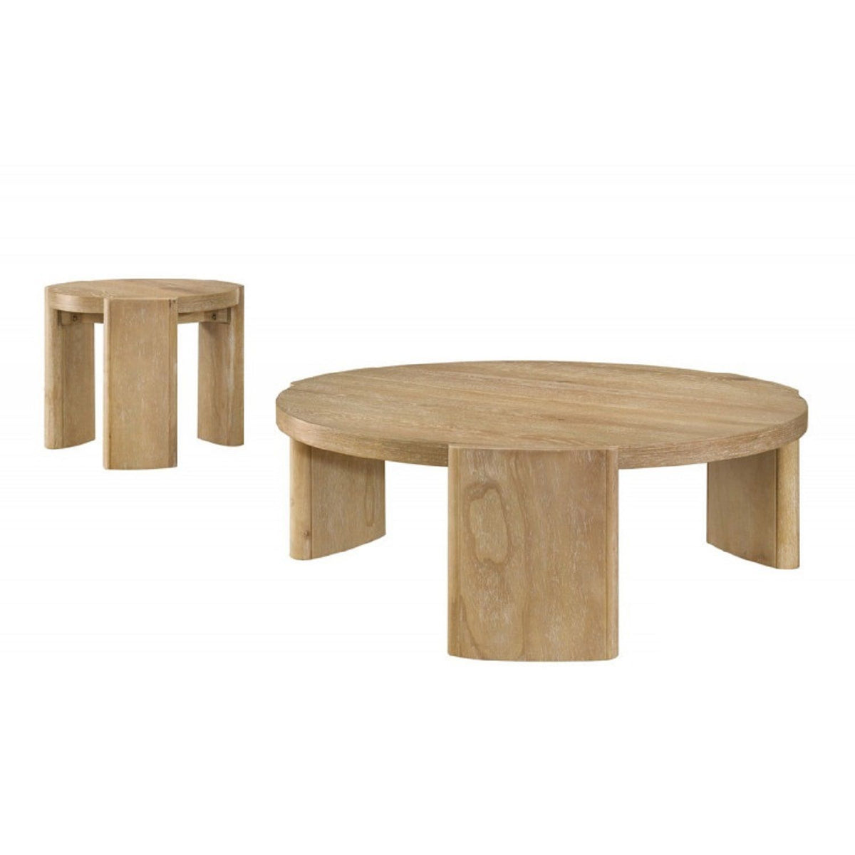 Mesa auxiliar redonda Kepler Drift de 21", mesa lateral de sofá de 1 pieza para sala de estar con patas curvas - Madera a la deriva