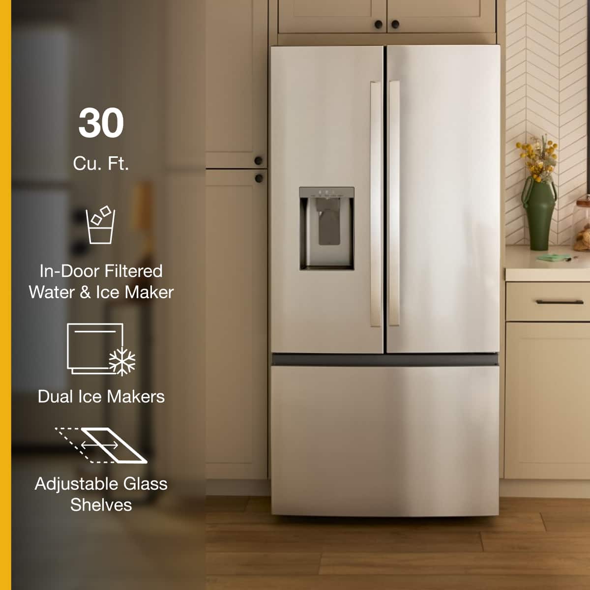 Whirlpool - 36 in. Wide 30 cu. ft. French Door Refrigerator with Dual Ice Makers - Fingerprint-Resistant Stainless Finish