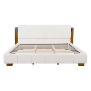 Modern Upholstered Platform Bed Frame With Built-In Reading Lights